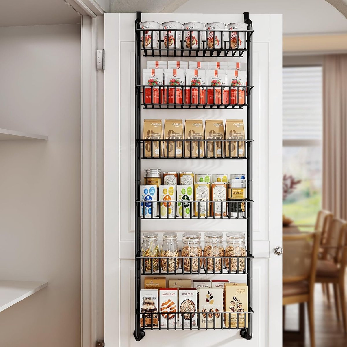 Geef u orde met dit multifunctionele deurrek voor de keuken en badkamer met 6 niveaus
