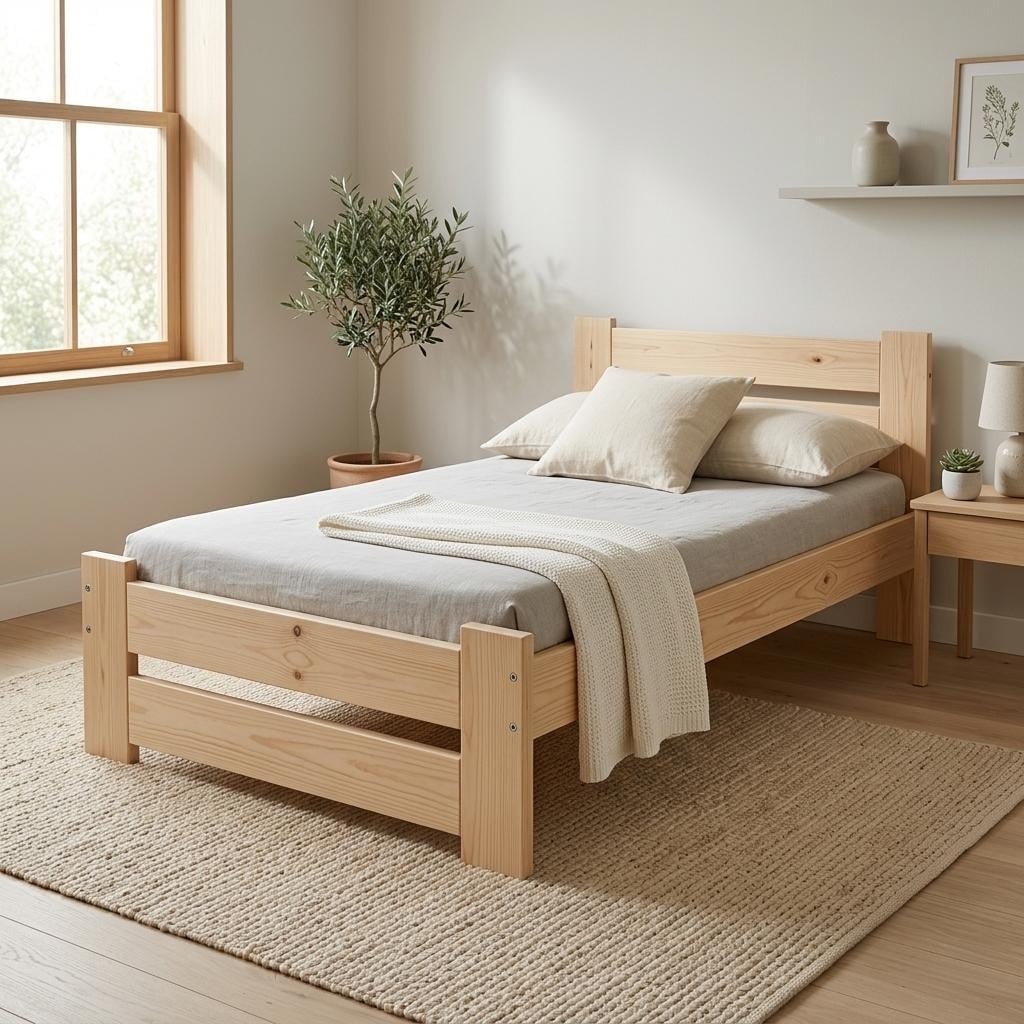 Need Sleep Massief houten enkelbed van grenenhout, 90 x 200 cm