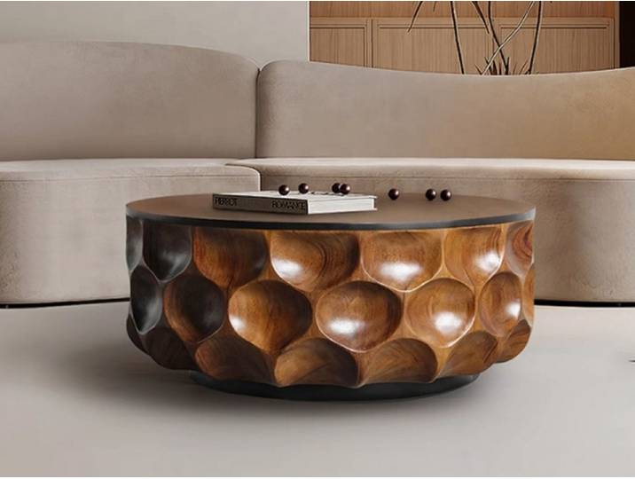 mukuhi Couchtisch Couchtisch rund 100 cm Holz Design Wohnzimmertisch