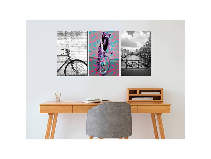 Wandbild Bikes Collection Leinen Schwarz/Weiß 60 x 30cm