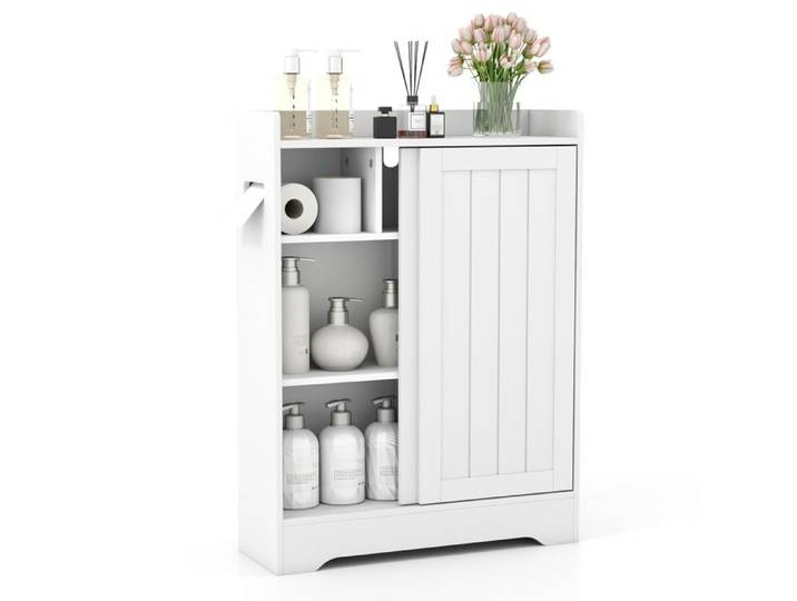 GIANTEX Armoire de Salle de Bain-2 Portes Coulissantes-Étagères Réglables-Meuble de Rangement pour Salon Cuisine-60x20x80cm-Blanc
