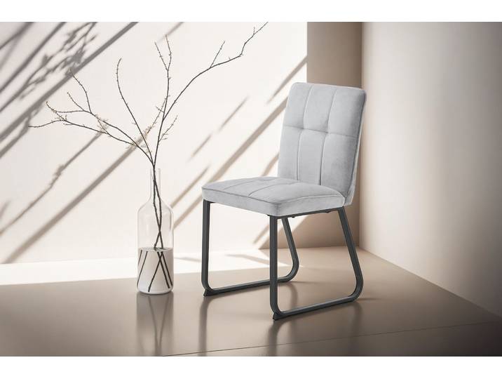 Esszimmerstuhl BYLIVING Talea , grau (hellgrau, schwarz), B:47cm H:88cm T:59cm, Stühle, Esszimmerstuhl, Nosagfederung im Sitz, Cord Stoff