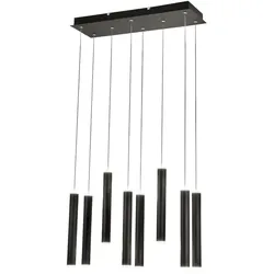 Fabas Luce Prado 8-flammige Pendelleuchte - 52W dimmbare LED - Mattschwarzes lineares Design