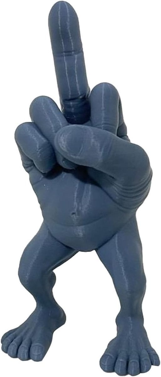 Grappig middenvinger standbeeld van hars in blauw - Hoogte: 17,5 cm - Bureau accessoire