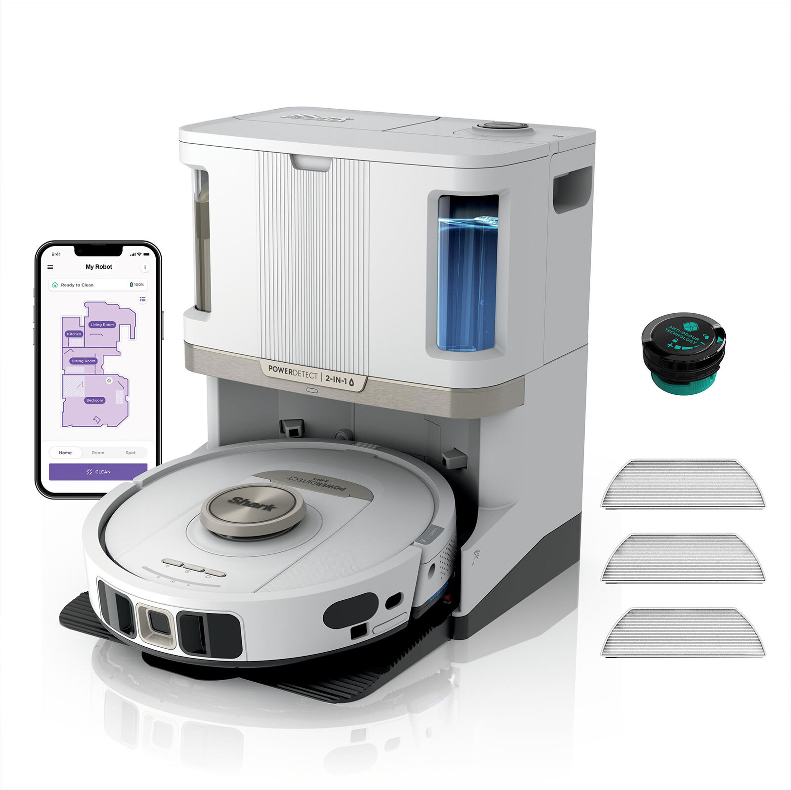 Shark PowerDetect 2-in-1 Saugroboter & Wischroboter Weiß RV2800ZEEUWH