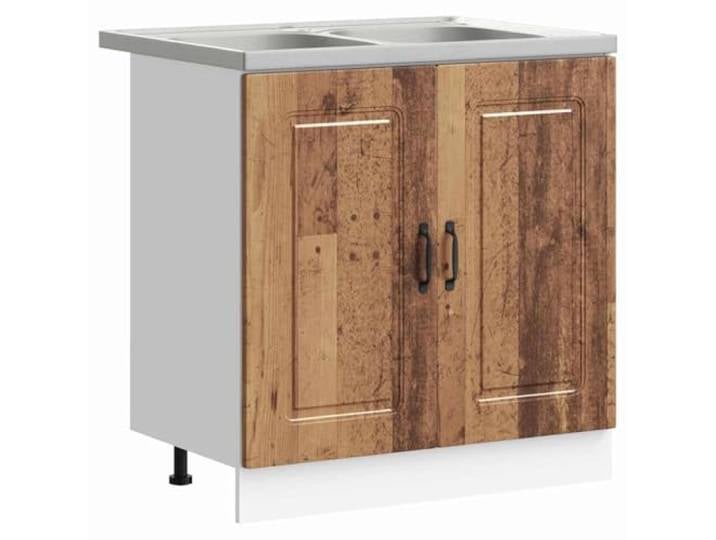 KUPTYERFG Küchenschrank Altholz 80 x 46 x 81,5 cm Holzwerkstoff Kalmar Vielseitiger Beistellschrank mit 2 Türen für Küche und Esszimmer. Bietet praktischen Stauraum für Geschirr und Vorräte.