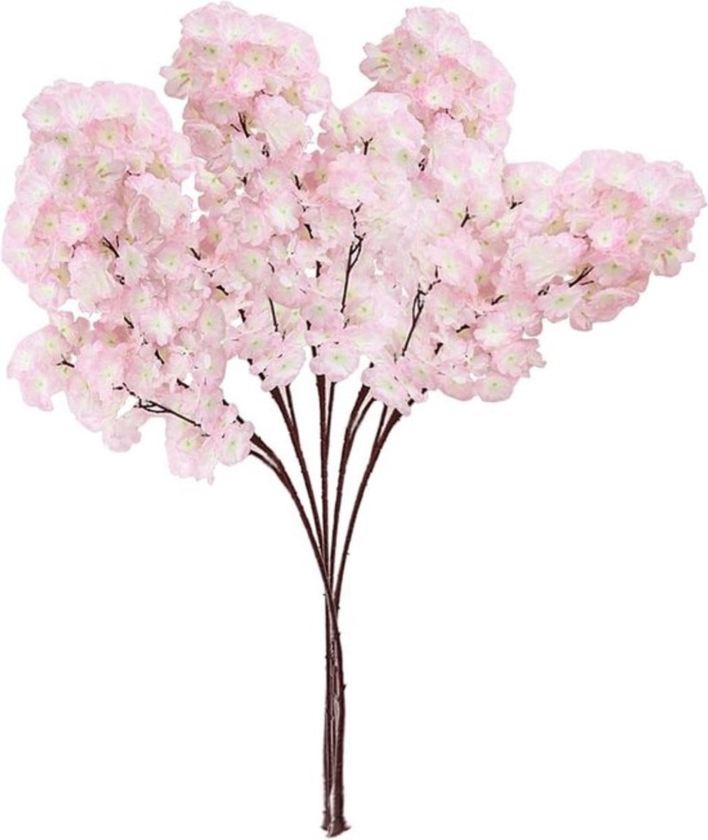 5 Stuks Kunstmatige Kersenbloesemtakken 100cm Lichtroze Zijden Bloemen voor Decoratie