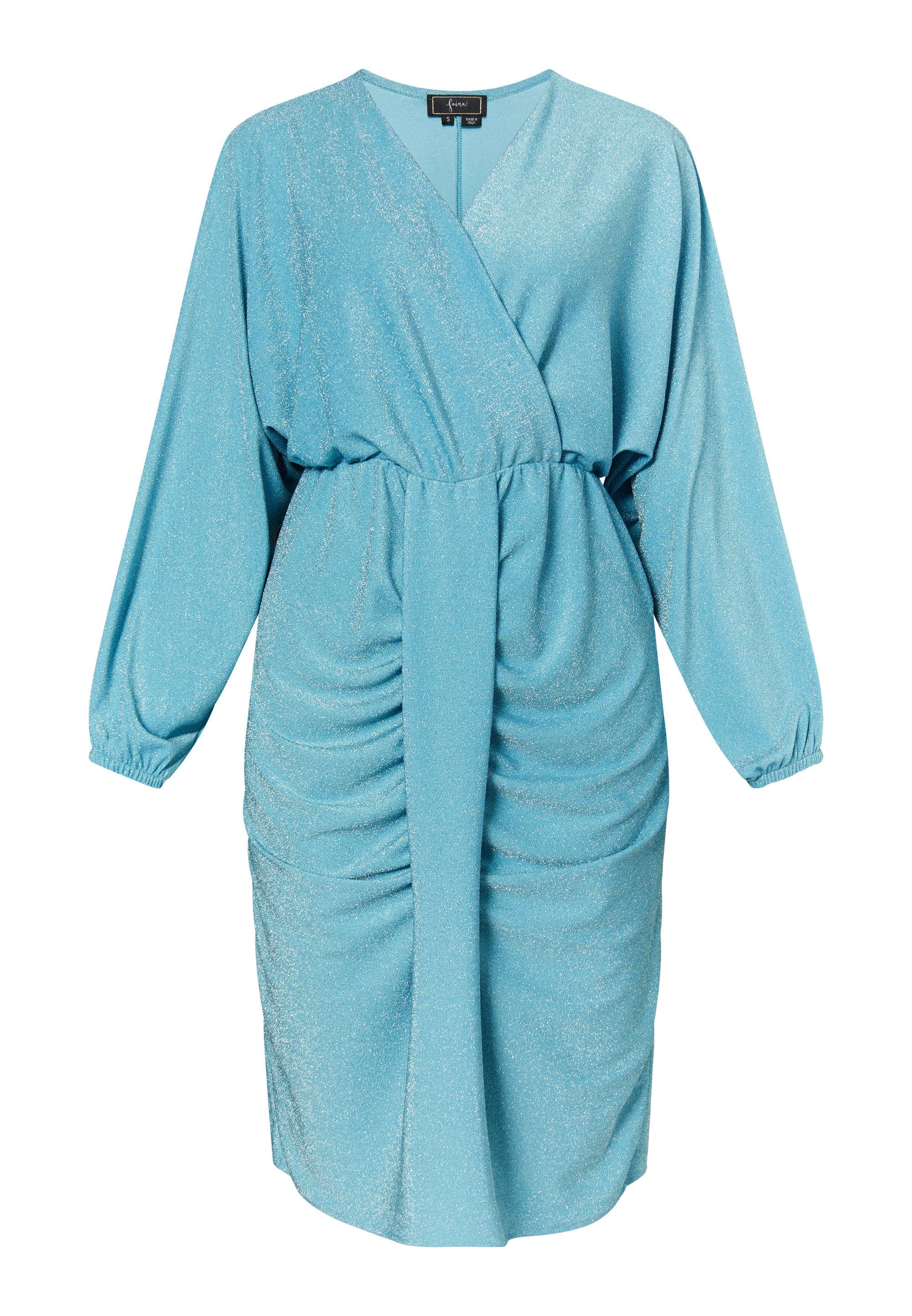 Faina Avondjurk met glanzend garen Dames aqua