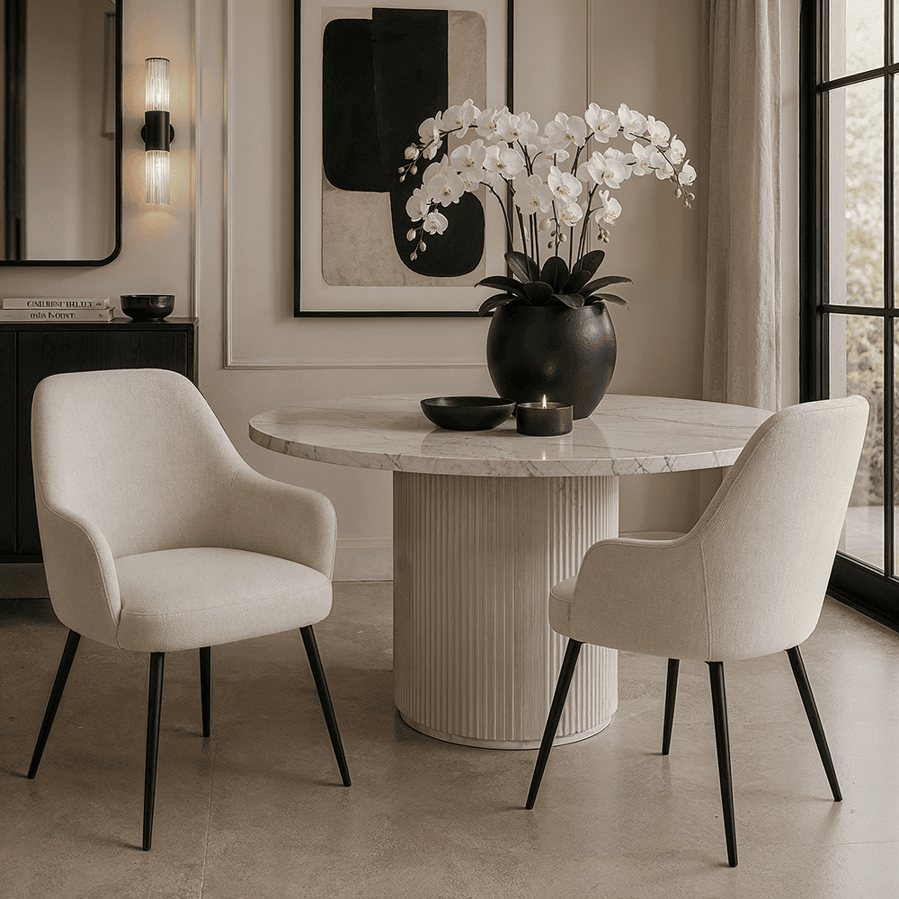 Liza Cream Textured Dining Chairs - Set of 2