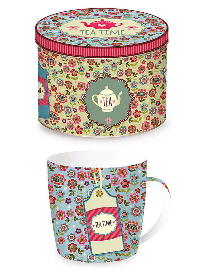 Easy Life Tasse ''Teatime'' in Hellblau/ Bunt - 350 ml - onesize