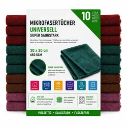 Hoffmann Microfasertücher Super Saugstark 10er Set 30 x 30 cm, 650 GSM