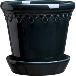 Københavner Blumentopf 10 cm blau mit Untersetzer glasiert