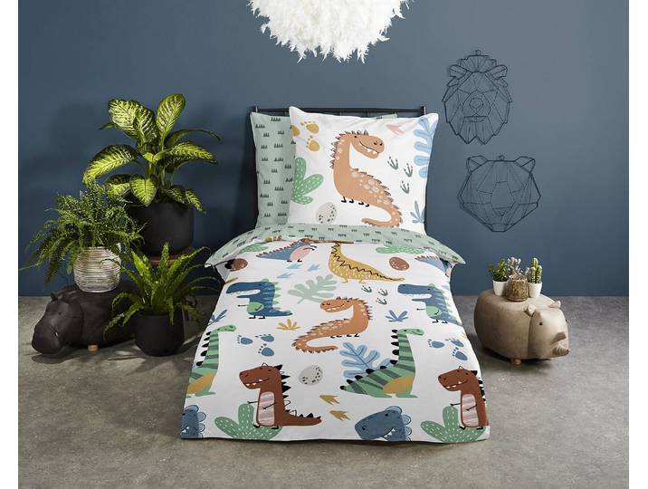 Kinderbettwäsche Dino 135 x 200cm Multicolor