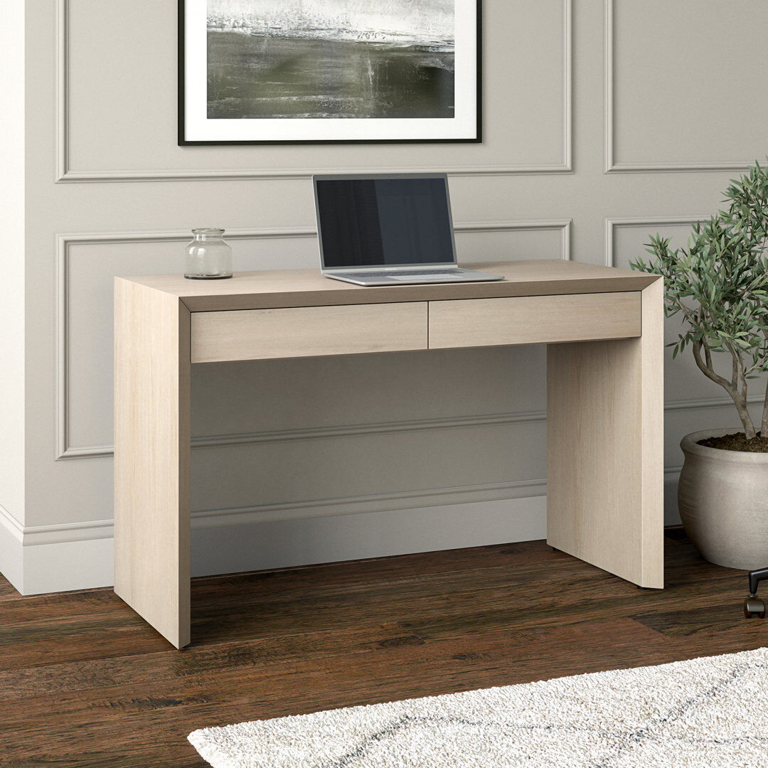 Brayden Studio Carisha 48" Wide Rectangular Desk Alder Brown 78.74cm H X 50.8cm W X 120.97cm D