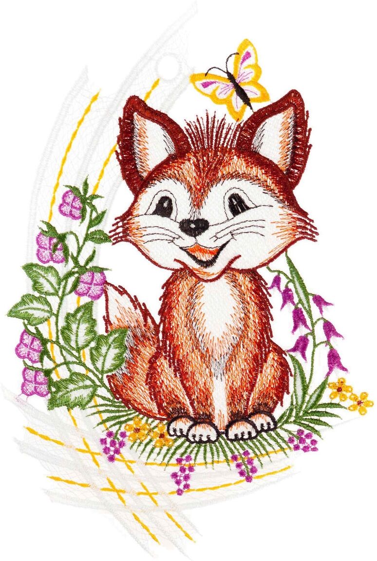Fensterbild "Fensterbild "Lustiger Fuchs" farbig", bunt, B:22cm H:30cm, Polyester, W. REUTER & SOHN - PLAUENER SPITZE, Fensterbilder, Fensterbild bunt B/L: 22cm x 30cm
