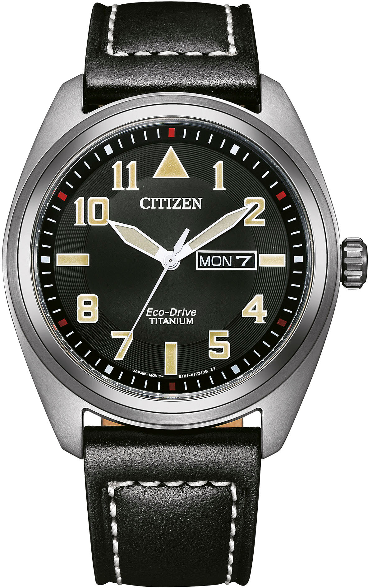 Solaruhr CITIZEN, schwarz, Armbanduhren, Herren, Solaruhr, Armbanduhr, Herrenuhr, Titan, Datum, Lederarmband