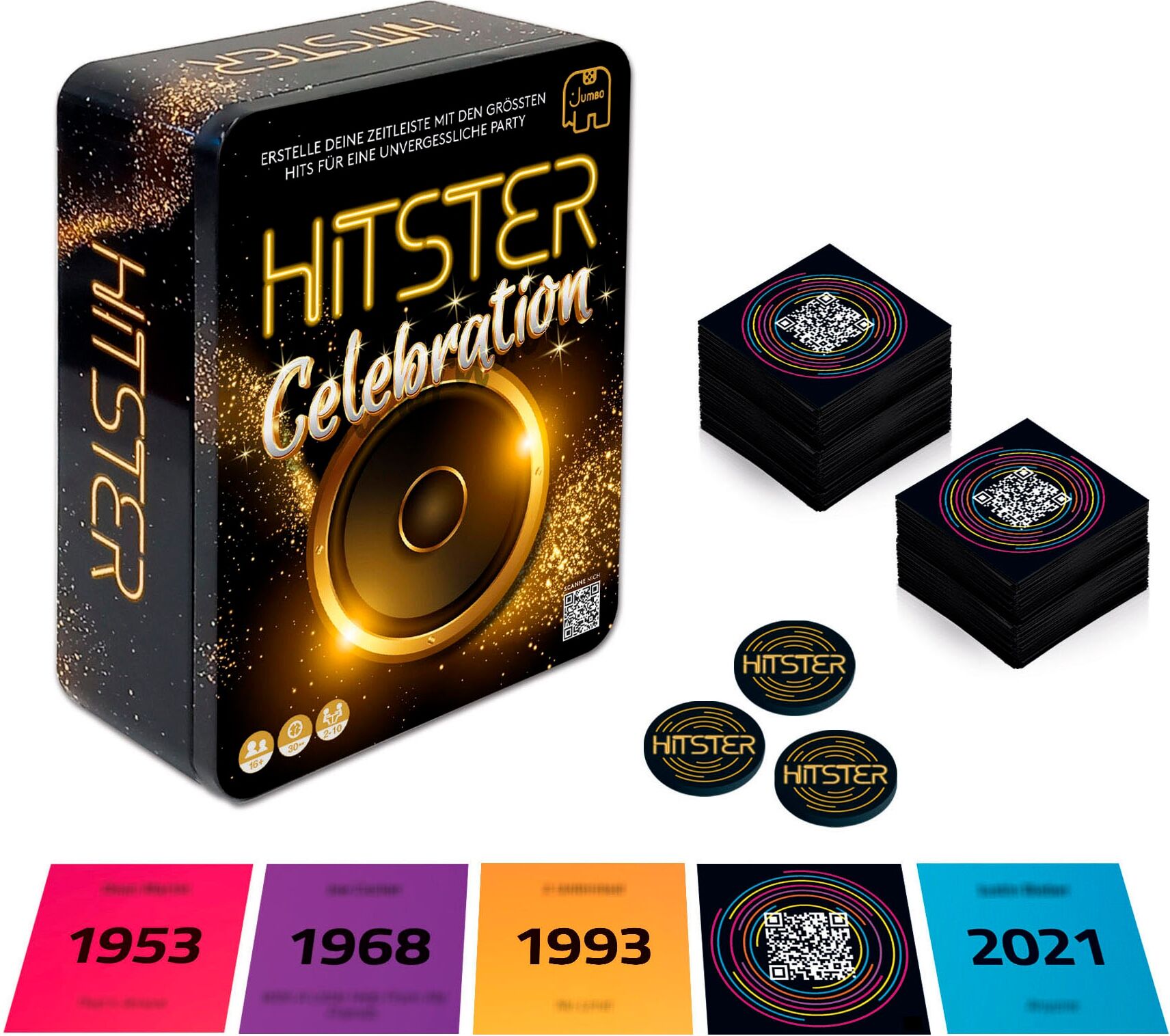 Spiel JUMBO "Hitster Celebrations", gold (bunt), Spiele, Kinder, Spiel