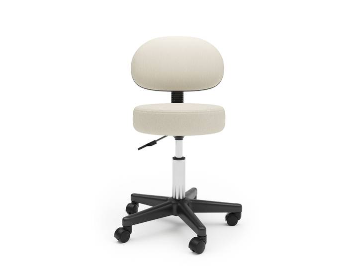 Drehstuhl Rollhocker mit Rückenlehne beige