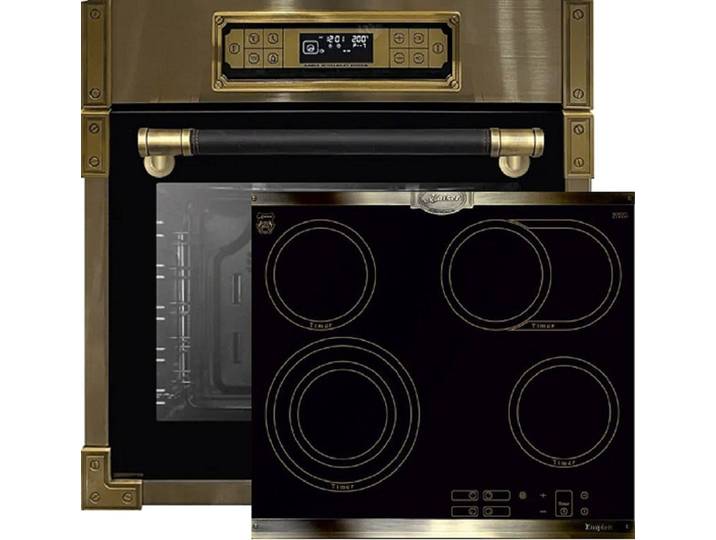 Kaiser Küchengeräte Backofen-Set EH 6726 AD+KCT 6385 Em, Retro Einbau Backofen 11 Betriebsfunktionen+Glaskeramik Kochfeld 60 cm