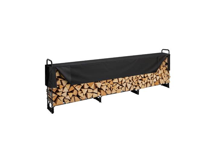 SucceBuy Support de bois de chauffage extérieur de 12,7 pieds avec couvercle Support de bois de chauffage robuste et housse étanche Oxford 600D pour Patio de cheminée
