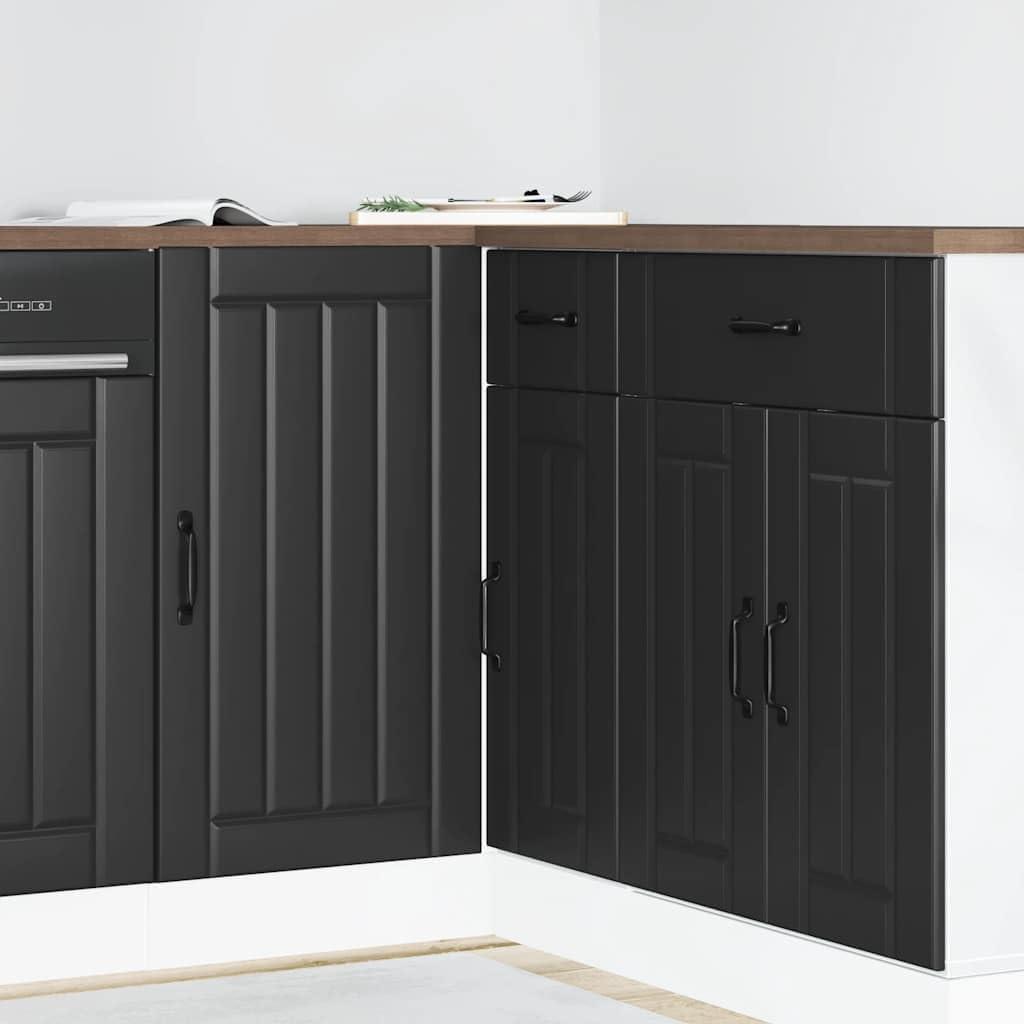 Küchenschränke und Aufbewahrungsschränke Waschbeckenunterschrank Lucca in Schwarz aus Holzwerkstoff