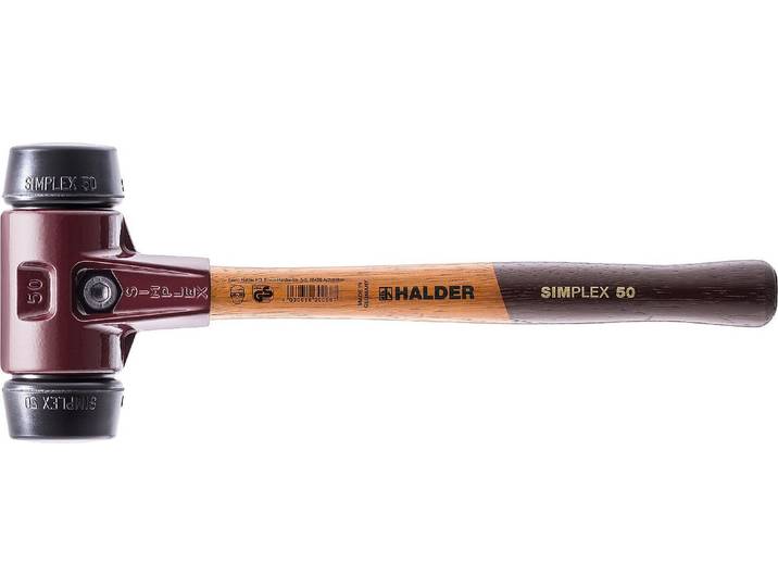 Halder Schonhammer diamètre 60mm 1600g Simplex caoutchouc / noir avec manche bois - 3002060