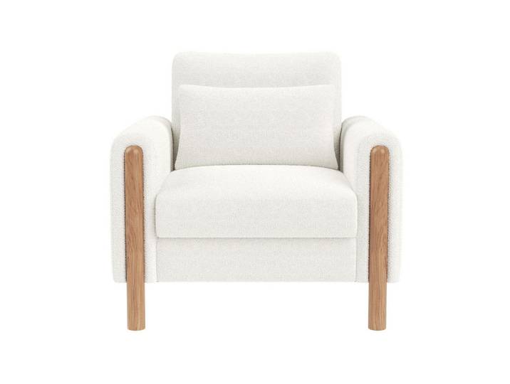 Okwish Relaxsessel 87/83/88,5 cm weiß aus Lammfell-Optik mit dickem Sitzkissen, Weiß, 83x88.5x87 cm, Wohnzimmer, Sessel, Relaxsessel