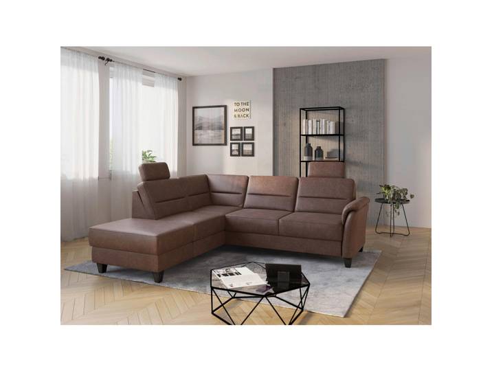 Ecksofa, Haselnuss, 236x212 cm, Textil, 5,5-Sitzer, L-Form, sit&more