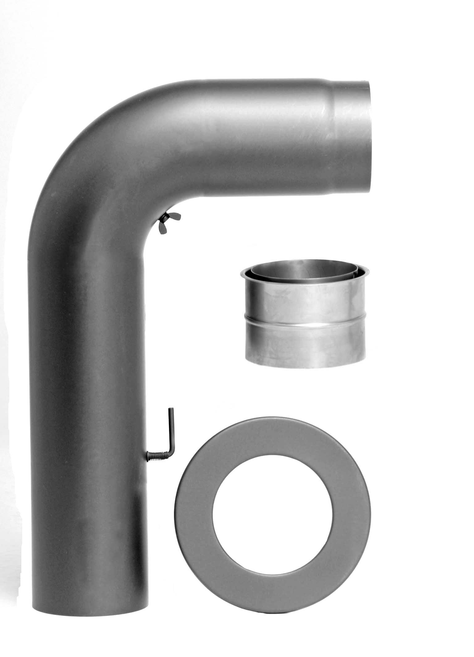 KLEININGGMB Rauchrohrset 130 mm ø dunkelgrau, 3-teilig, gezogen 08097393