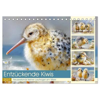 Entzückende Kiwis. Neuseelands kleiner Laufvogel am Meer (Tischkalender 2027 DIN A5 quer), CALVENDO Monatskalender