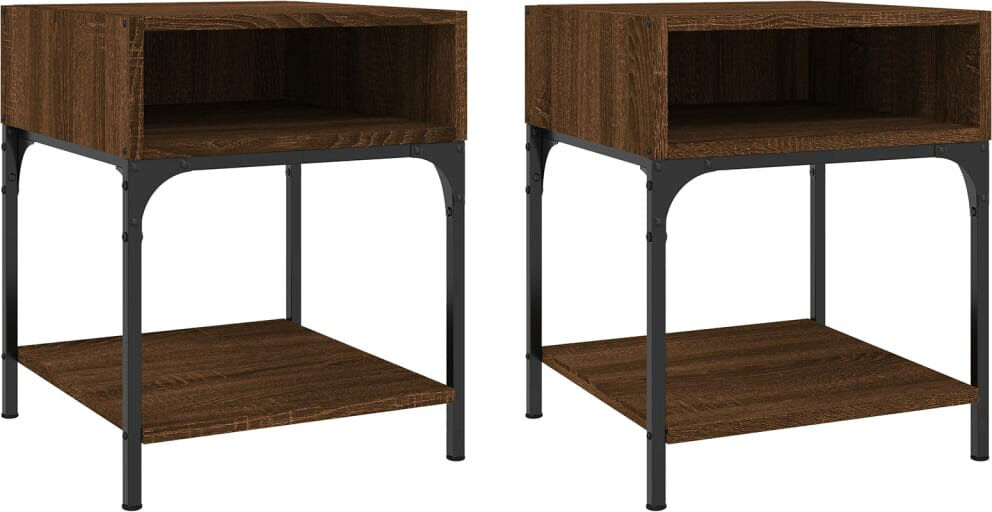 Borough Wharf Elsaid Bedside Tables Bedside Cabinet Nightstand Side Table Engineered Wood Brown Oak 50cm H X 40cm W X 41cm D