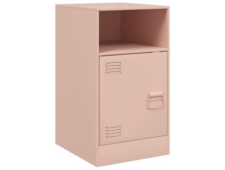 KDVXBCQJH Nachttisch Rosa, Metall Beistelltisch mit Tür 34,5x39x62 cm Praktischer Nachtschrank fürs Schlafzimmer: Robuste Konstruktion, modernes Fach mit Metallgriff und pflegeleichte Ablage.