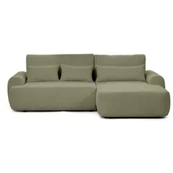 ECKSCHLAFSOFA Oliver im Bouclé-Gewebe, Hellgrün, rechts