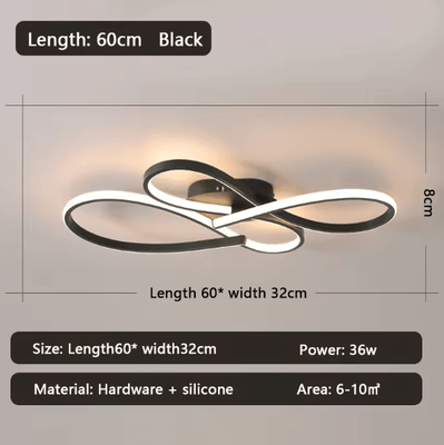 Uplift Curations Modern Black LED Ceiling Chandelier Minimalist Ceiling Light Fixture For Living Room, Bedroom & Study l600xw320xh80mm dimmable Rc With App