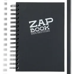 Clairefontaine 5x Zap Book, spiralgebundenes Skizzenbuch A5, 80 Blatt 80g - Schwarz 8362C