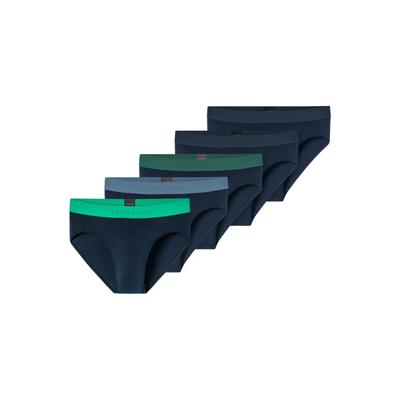 Slip SCHIESSER "Slip Slips 5P 95/5 5er Pack", Herren, Gr. M, bunt (blau, schwarz, grün), Obermaterial: 95% Baumwolle CO. 5% Elasthan EL., Unterhosen Slip