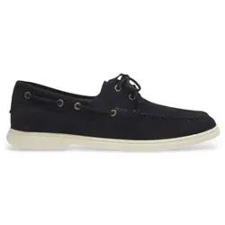 BOSS für Herren. 50563130 Marineblaue Bootsschuhe aus Wildleder mit Kontrast (43), Wohnung, Schnürsenkel, Lässig