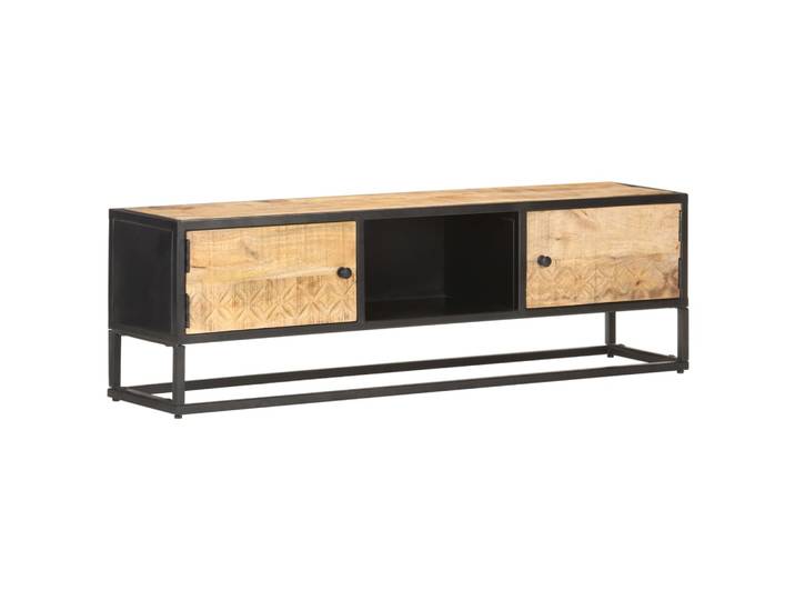 Meuble TV avec porte sculptée 130x30x40cm en mangue brut luxe moderne, décoration intérieure, salon, décoration intérieure, support de moniteur