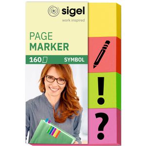 Sigel Haftmarker Page Marker, HN635, Symbol, Papier, beschriftbar, 4 x 40 Streifen farbsortiert