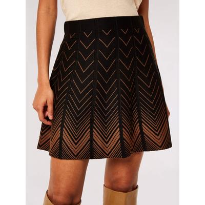 Minirock APRICOT "Plissee-Minirock", Damen, Gr. L (40), schwarz, Strick, Obermaterial: 82% Viskose CV. 18% Polyester PES., A-Linie, Röcke Minirock, mit Chevron-Muster