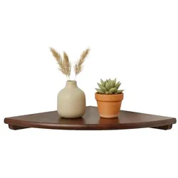 Relaxdays Eckregal Wand Walnussholz Braun