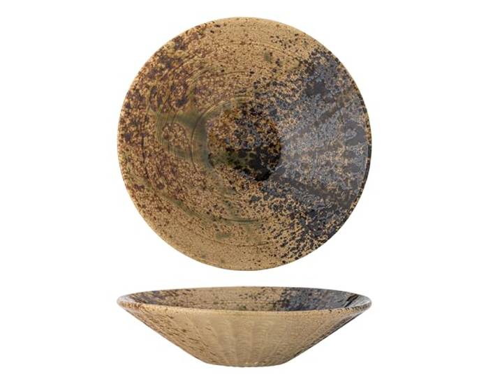 Bloomingville Creative Collection Larken Servierplatte, Schwarz, Steingut, T25xH6,5 cm