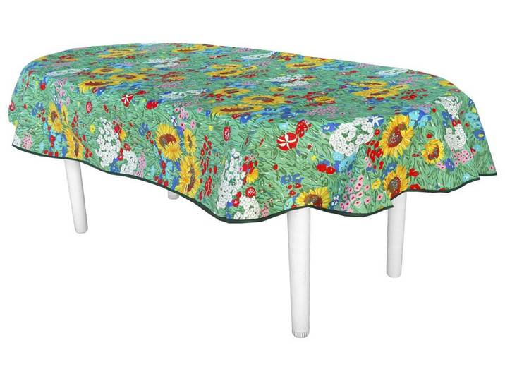 Tischwäsche aus reiner Baumwolle, Sommerwiese, Tischdecke, oval, L220xB160 cm
