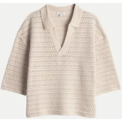 Kurzarmpullover Garakino mit Lochmuster Beige 42