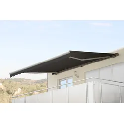 Elektrische Kassetten-Markise H123, Vollkassette Volant 4,5x3m ~ Polyester Anthrazit