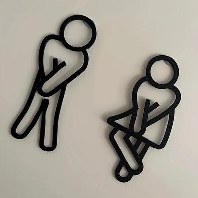Uplifted Finds Funny Bathroom Signs For Men And Women With Creative Flat Restroom Door Design black
