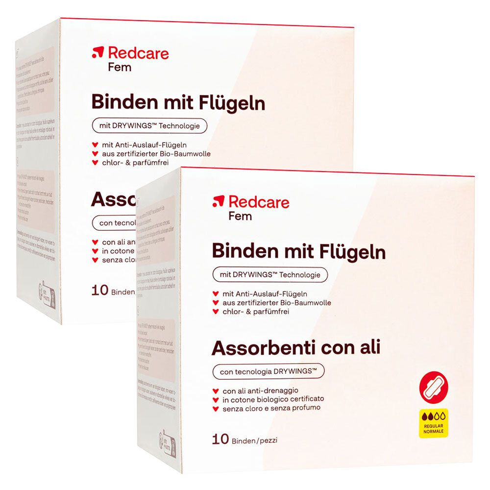 Redcare Binden mit Flügeln Tag Doppelpack 2x10 St