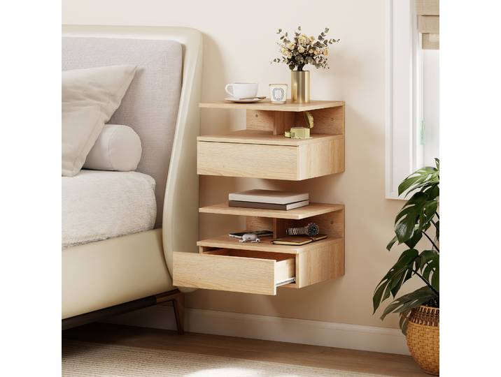 HOMCOM Tables de Chevet Murales Chêne avec Tiroir 35x32x22,5cm