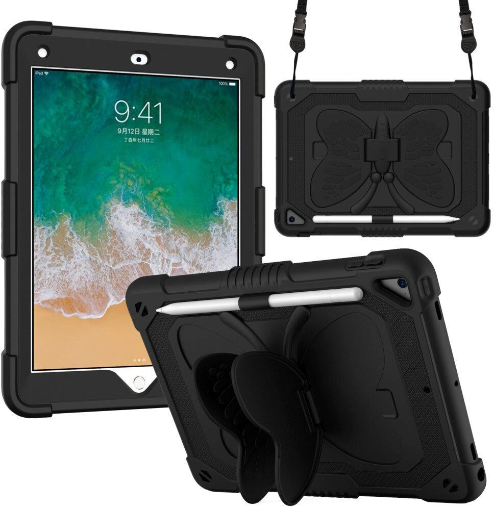 TABLETCOVERS.DK iPad (2018) / iPad (2017) / iPad Air 2 Børne cover - Butterfly Kickstand Cover - Sort