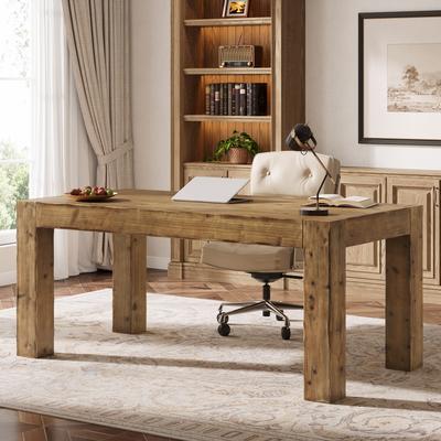 Bluebell 63-Inch Solid Wood Computer Desk, Large Executive Desk for Home Office